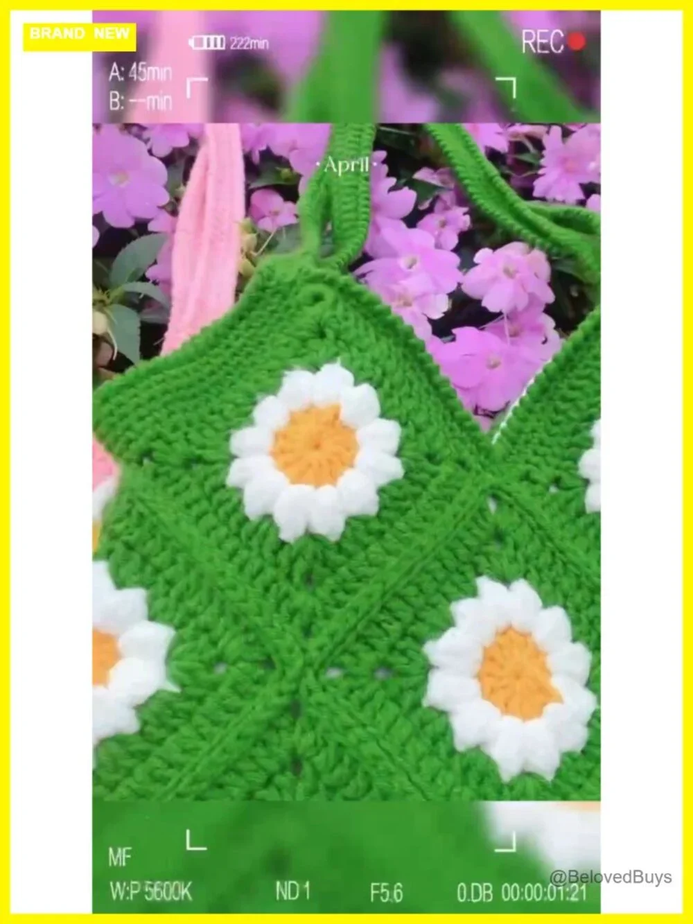 Handmade Crochet Daisy Tote Bag Hobo Shoulder Purse